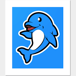 Dolphin Cartoon Animal Cartoon Island Posters and Art